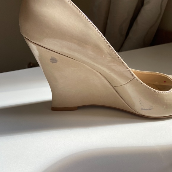 Nude Peep-Toe Nine West Wedges - Picture 7 of 9